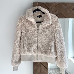 Zara trf collection white cream Sherpa zipper jacket size Medium